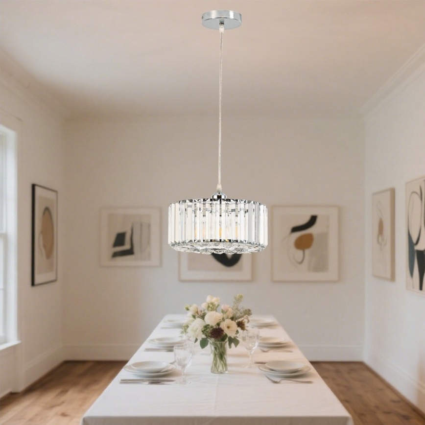 VETRO-riippuvalaisin johdolla 1xE27/60W/230V, kiiltävä kromi