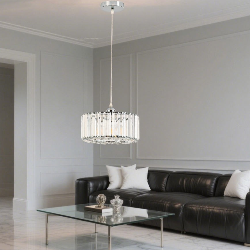 VETRO-riippuvalaisin johdolla 1xE27/60W/230V, kiiltävä kromi