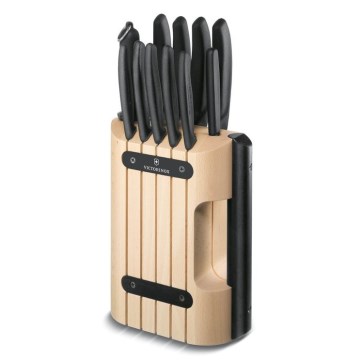 Victorinox - SWISS CLASSIC 12-osainen keittiöveitsisarja puutelineessä, pyökki/beige
