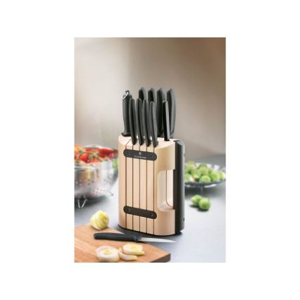 Victorinox - SWISS CLASSIC 12-osainen keittiöveitsisarja puutelineessä, pyökki/beige