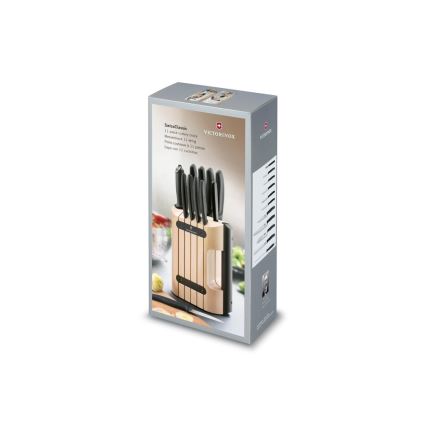 Victorinox - SWISS CLASSIC 12-osainen keittiöveitsisarja puutelineessä, pyökki/beige