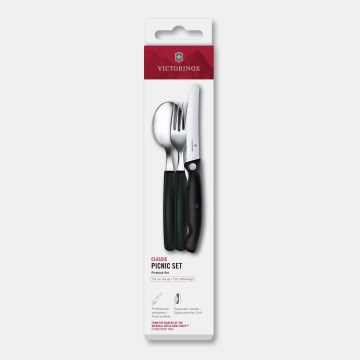 Victorinox - SWISS CLASSIC 3-osainen piknik-aterinsetti, musta