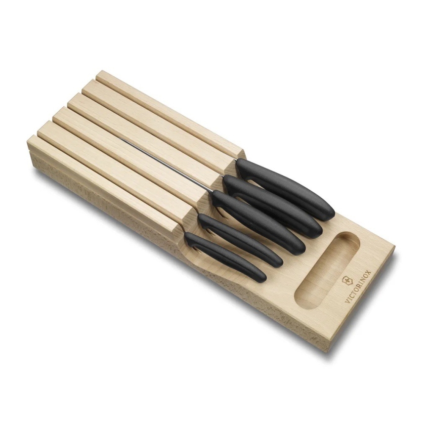 Victorinox - SWISS CLASSIC 6-osainen keittiöveitsisarja veitsitelineellä pyökki/beige