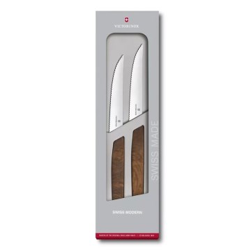 Victorinox - SWISS MODERN pihviveitsisetti 12 cm, 2 kpl, pähkinäpuukahva