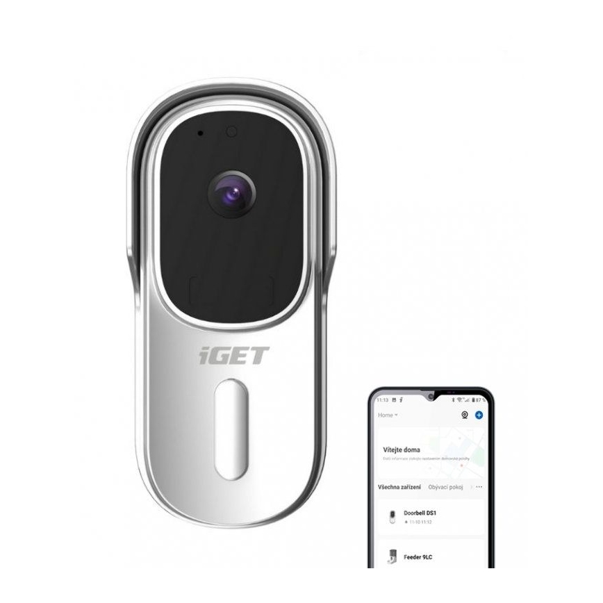 Video ovikello liiketunnistimella Full HD 1080p 5200 mAh IP65 Wi-Fi valkoinen