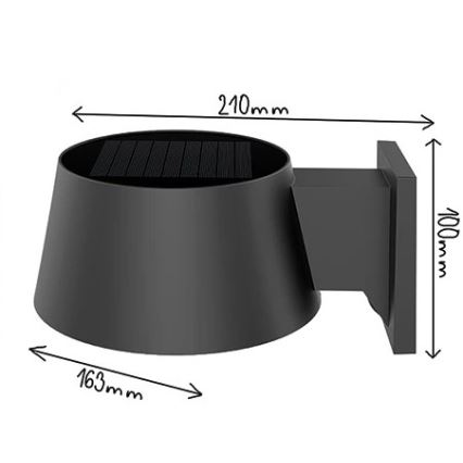 Viking - himmennettävä aurinkokennolla varustettu seinävalaisin anturilla LED/1W/3,7V IP44 4000K 2000 mAh