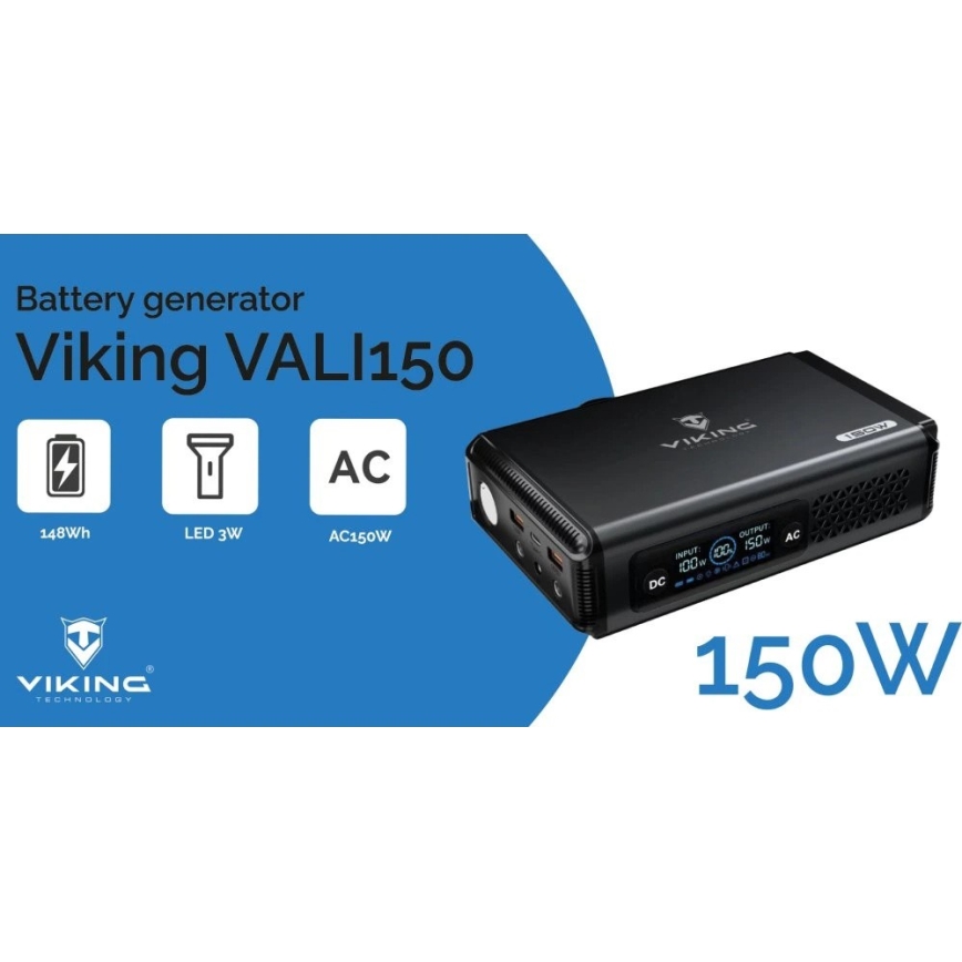 Viking - Latausasema LED-näytöllä Power Delivery 148 Wh
