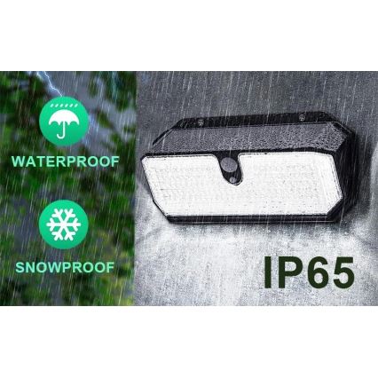 Viking - aurinkokennolla varustettu LED-seinävalaisin anturilla LED/2W/3,7V IP65 6000K 2200 mAh