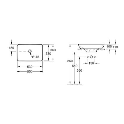 Villeroy & Boch 411355R1 - Tasoallas VENTICELLO 55,5x36 cm keramiikka/valkoinen