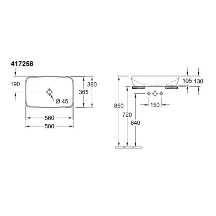 Villeroy & Boch 417258BCT8 - ARTIS 58x38,5 cm tason päälle asennettava pesuallas, keramiikka/musta