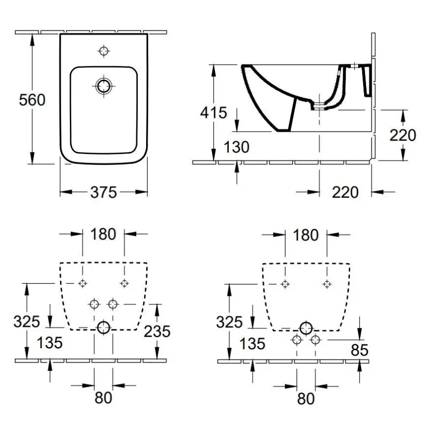 Villeroy & Boch 44110001 - Seinään asennettava bidee VENTICELLO keraaminen/valkoinen
