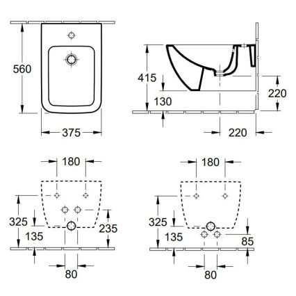 Villeroy & Boch 441100R1 - Seinään asennettava bidee VENTICELLO, keramiikka/valkoinen