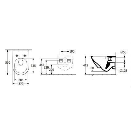 Villeroy & Boch 4670T0T2 - Seinään asennettava WC-istuin SUBWAY 3.0 keramiikka/valkoinen