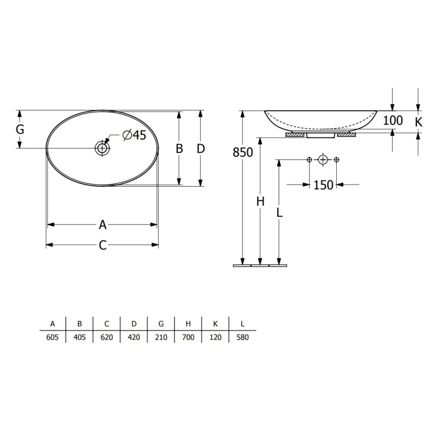 Villeroy & Boch 4A480001 - Pöytätason pesuallas LOOP&FRIENDS 62x42 cm keramiikka/valkoinen