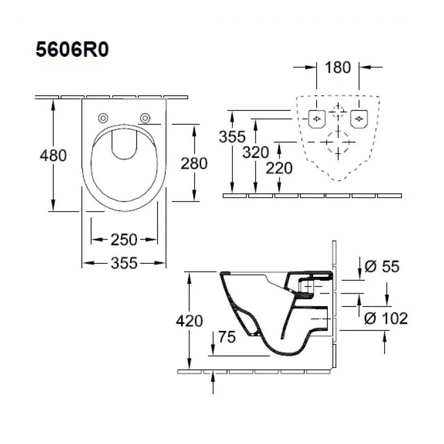 Villeroy & Boch 5606R0R1 - Seinään asennettava WC SUBWAY 2.0 keramiikka/valkoinen