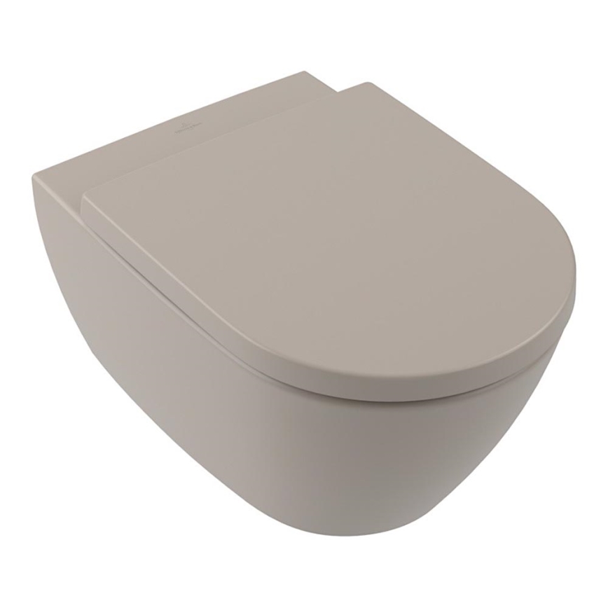 Villeroy & Boch 5614R0AM - Seinään asennettava WC-istuin SUBWAY 2.0 keramiikka/beige