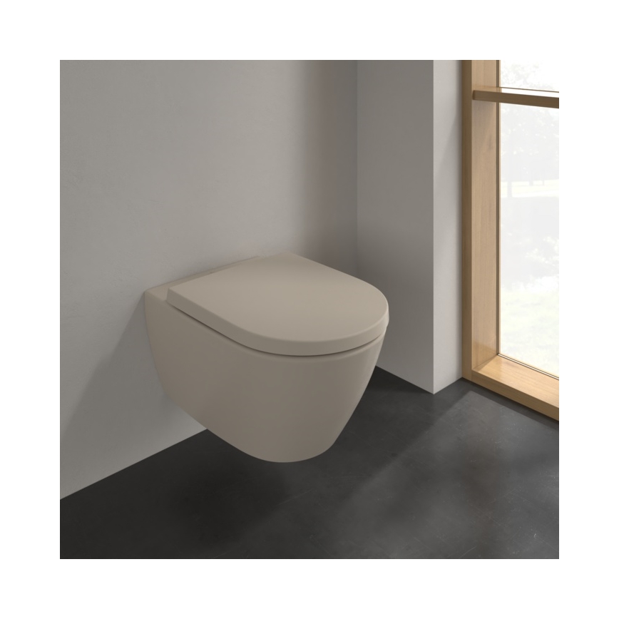 Villeroy & Boch 5614R0AM - Seinään asennettava WC-istuin SUBWAY 2.0 keramiikka/beige