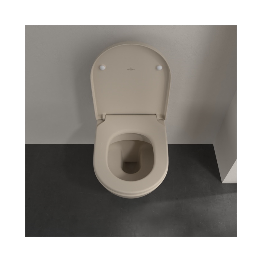Villeroy & Boch 5614R0AM - Seinään asennettava WC-istuin SUBWAY 2.0 keramiikka/beige