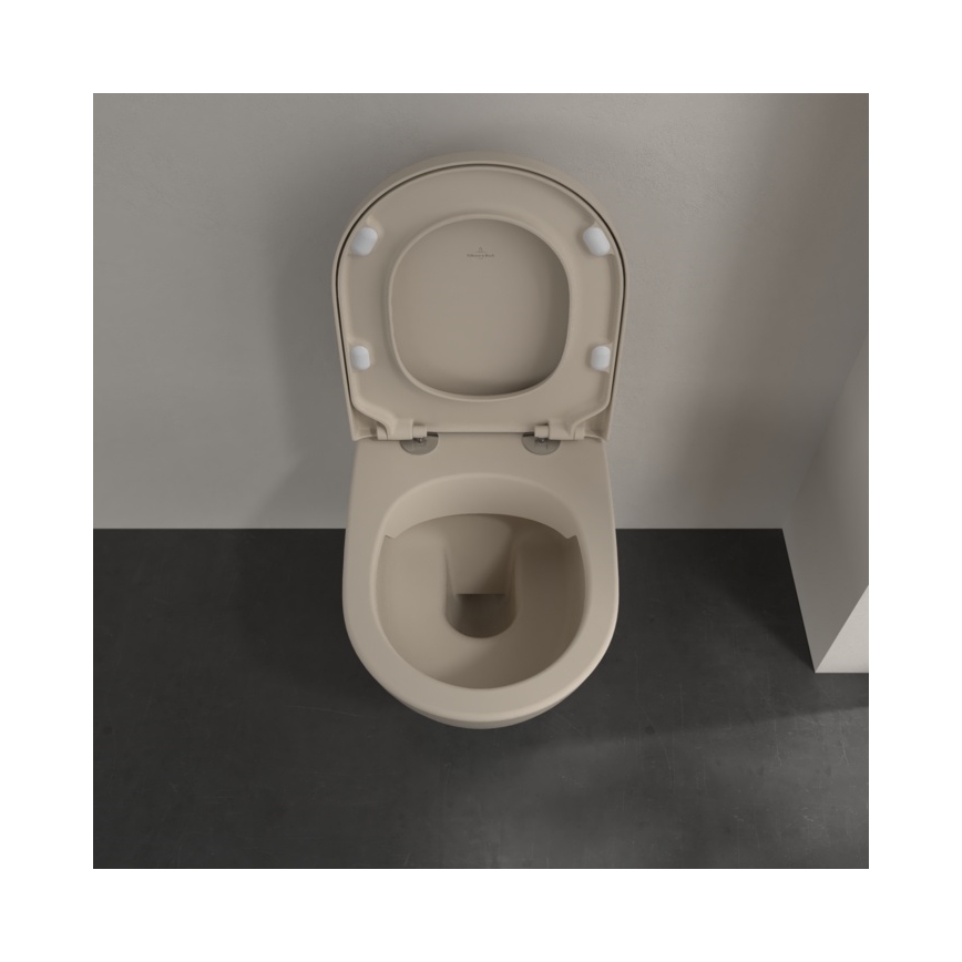 Villeroy & Boch 5614R0AM - Seinään asennettava WC-istuin SUBWAY 2.0 keramiikka/beige