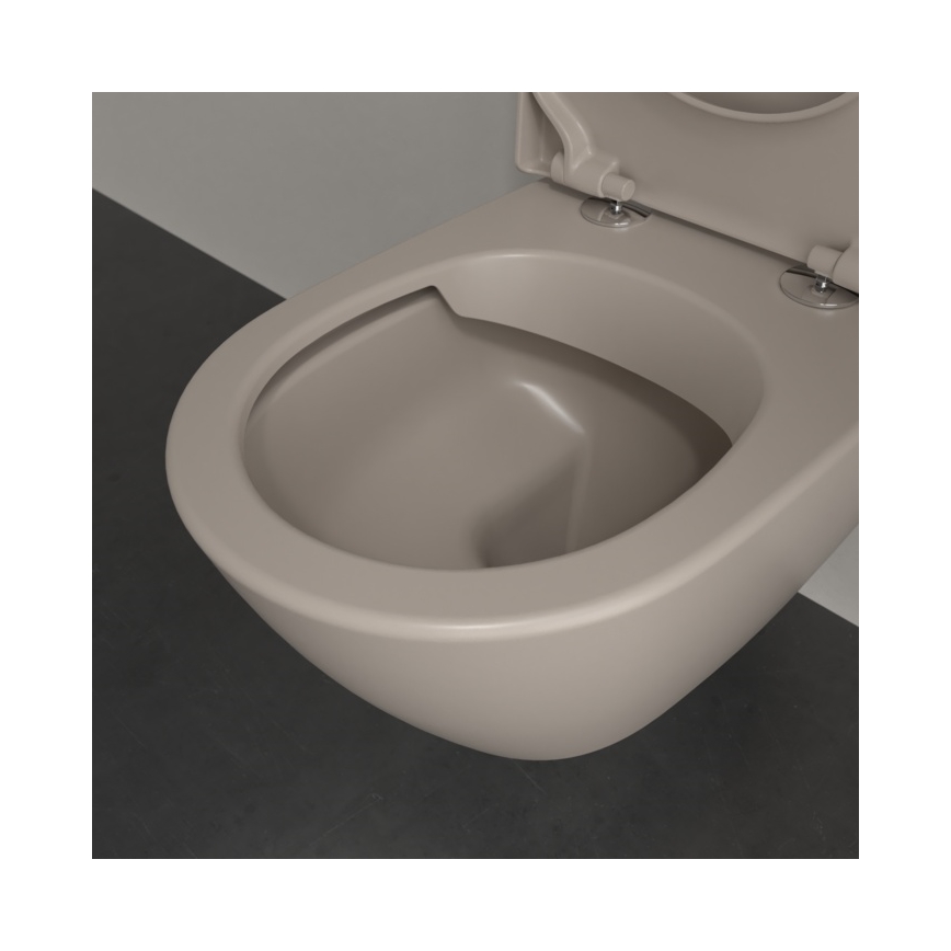Villeroy & Boch 5614R0AM - Seinään asennettava WC-istuin SUBWAY 2.0 keramiikka/beige