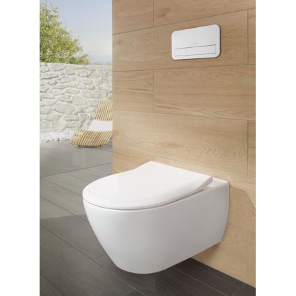 Villeroy & Boch 5614R201 - Seinään asennettava WC-istuin SoftClose-istuinkannella SUBWAY 2.0 keraaminen/valkoinen