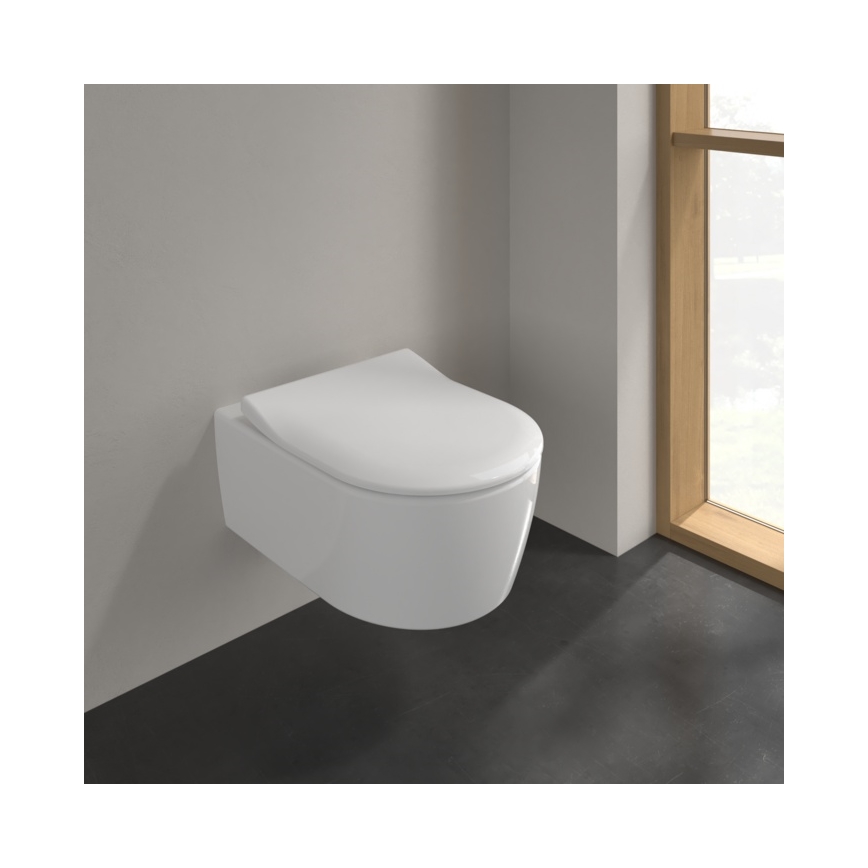 Villeroy & Boch 5656RSR1 - Seinään kiinnitettävä WC-istuin SoftClose AVENTO -istuimella, keramiikka/valkoinen