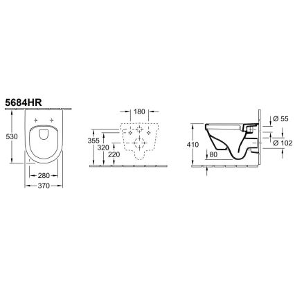 Villeroy & Boch 5684HRR1 - Seinään kiinnitettävä WC-istuin SoftClose-istuinkannella ARCHITECTURA keramiikka/valkoinen