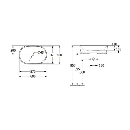 Villeroy & Boch 5A266001 - ARCHITECTURA 60x40 cm tasoallas, keraaminen/valkoinen