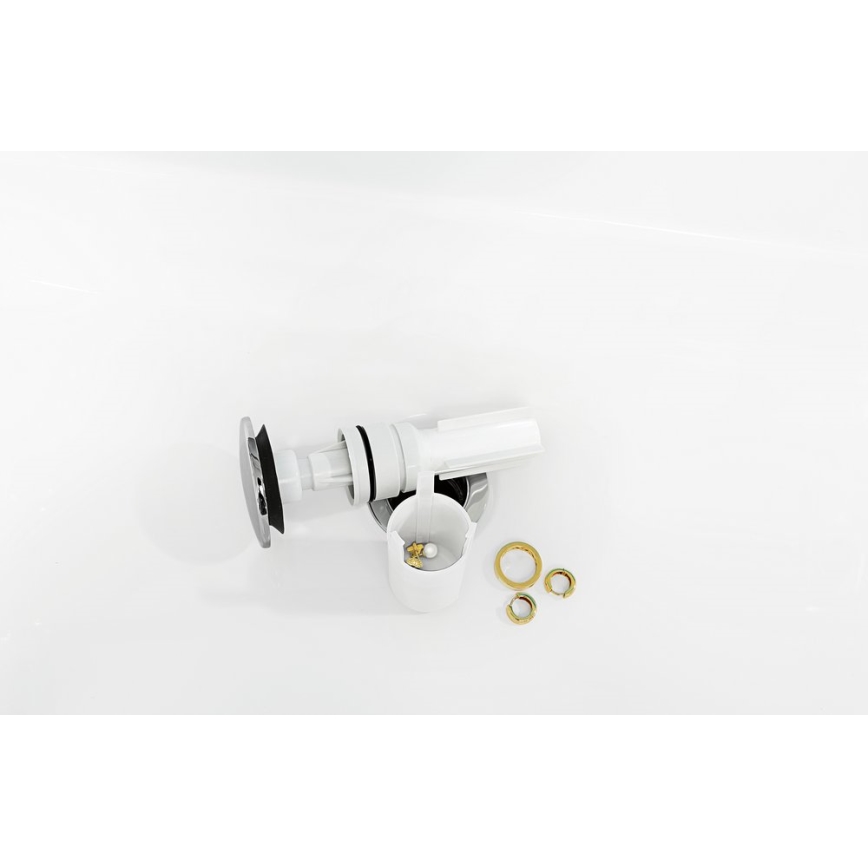 Villeroy & Boch 92198800 - Pesualtaan sifoni PUSHOPEN, kiiltävä kromi/valkoinen