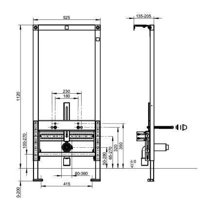 Villeroy & Boch 92214800 - Seinän sisään asennettava moduuli bidetille VICONNECT 112 cm