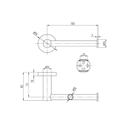 Villeroy & Boch TVA15101400061 - WC-paperiteline ELEMENTS kiiltävä kromi