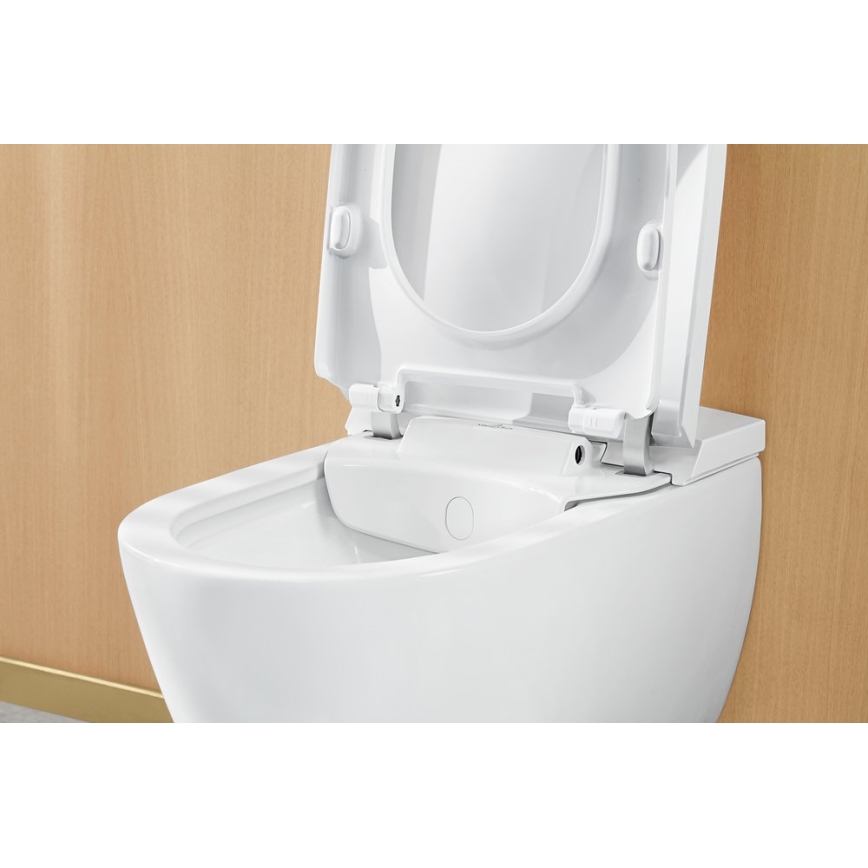 Villeroy & Boch V0E100R1 - Seinään asennettava bidee pehmeästi sulkeutuvalla SoftClose-kannella, VICLEAN-toiminnolla, keramiikka/valkoinen + kaukosäädin