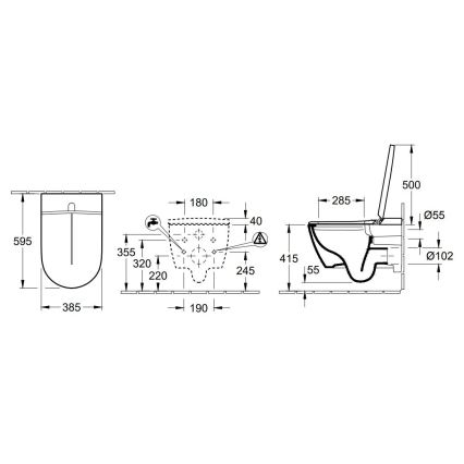 Villeroy & Boch V0E100R1 - Seinään asennettava bidee pehmeästi sulkeutuvalla SoftClose-kannella, VICLEAN-toiminnolla, keramiikka/valkoinen + kaukosäädin
