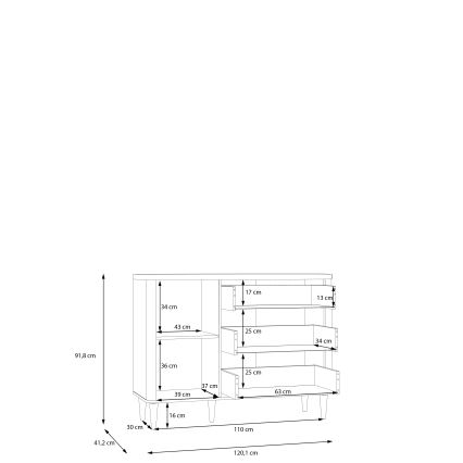 VIRO-lipasto, ruskea/beige, laatikoilla