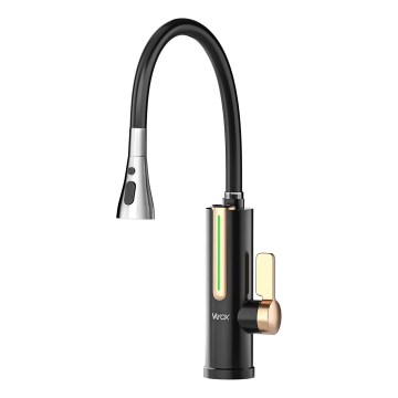 Virtaava vedenlämmitin LED-näytöllä 3000W/230V IPX4, musta/kulta