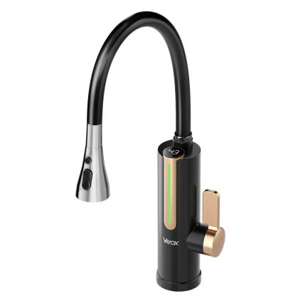 Virtaava vedenlämmitin LED-näytöllä 3000W/230V IPX4, musta/kulta