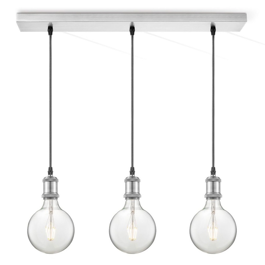 Virtakabeli VINTAGE 3xE27/40W/230V mattakromi