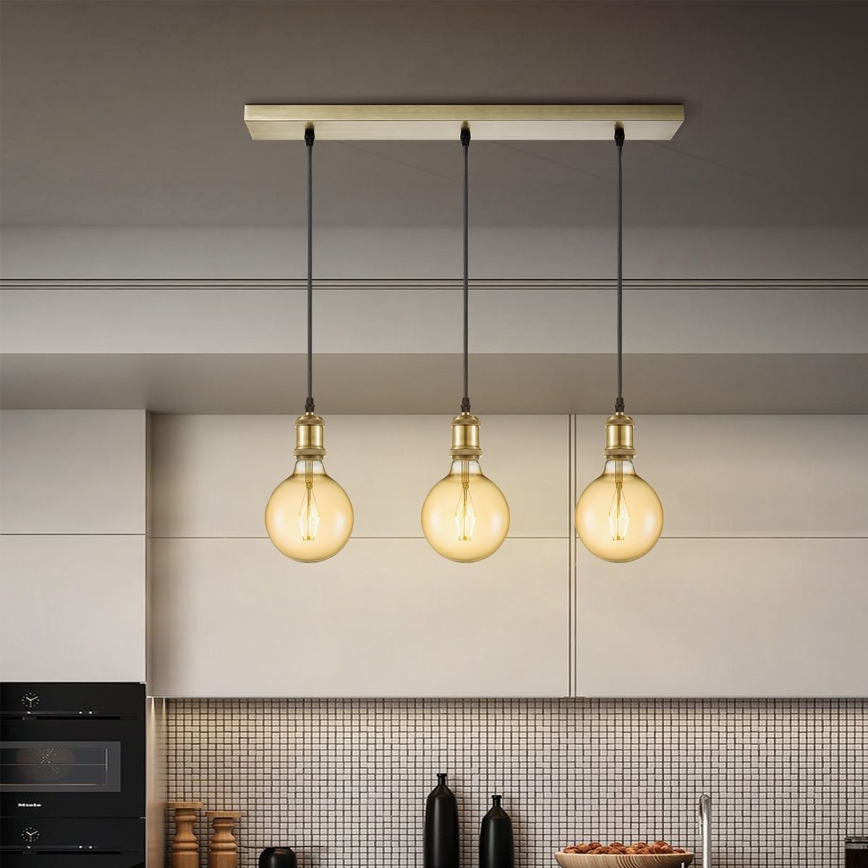 Virtajohtosarja VINTAGE 3xE27/40W/230V messinki