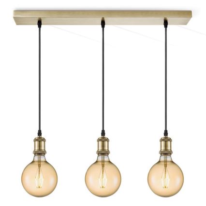 Virtajohtosarja VINTAGE 3xE27/40W/230V messinki