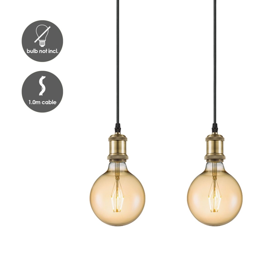 Virtajohtosarja VINTAGE 3xE27/40W/230V messinki