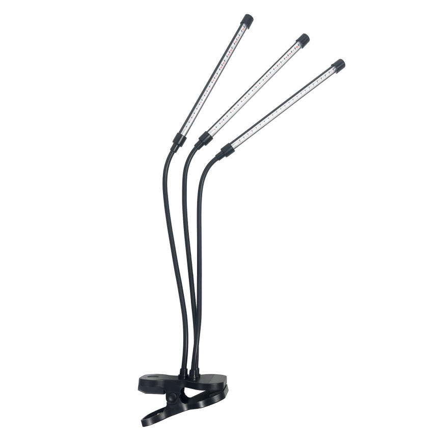 LED-säädettävä joustava pöytälamppu kasvien kasvatukseen, VITARO 3xLED/10W/230V musta, klipsikiinnitys