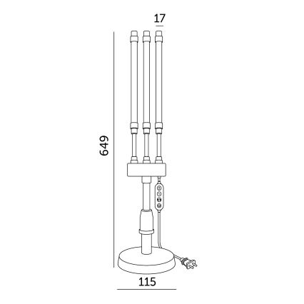 LED himmennettävä joustava pöytävalaisin kasvien kasvatukseen VITARO 3xLED/10W/230V musta