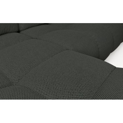 Vuoteeksi avattava verhoiltu L-mallinen kulmasohva ALMADA, vasenkätinen, antrasiitti, säilytystilalla