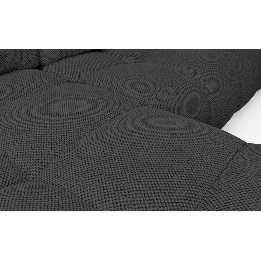 Vuoteeksi avattava verhoiltu L-mallinen kulmasohva ALMADA, vasenkätinen, antrasiitti, säilytystilalla