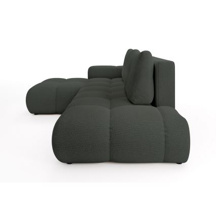 Vuoteeksi avattava verhoiltu L-mallinen kulmasohva ALMADA, vasenkätinen, antrasiitti, säilytystilalla