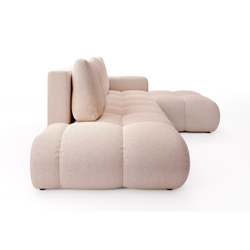 ALMADA L-mallinen avattava verhoiltu kulmasohva säilytystilalla, oikeanpuoleinen, vaaleanpunainen