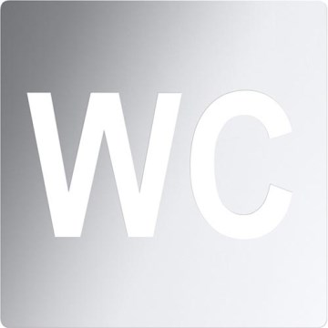 WC-merkki 12 x 12 cm, ruostumaton teräs / hopeanvärinen