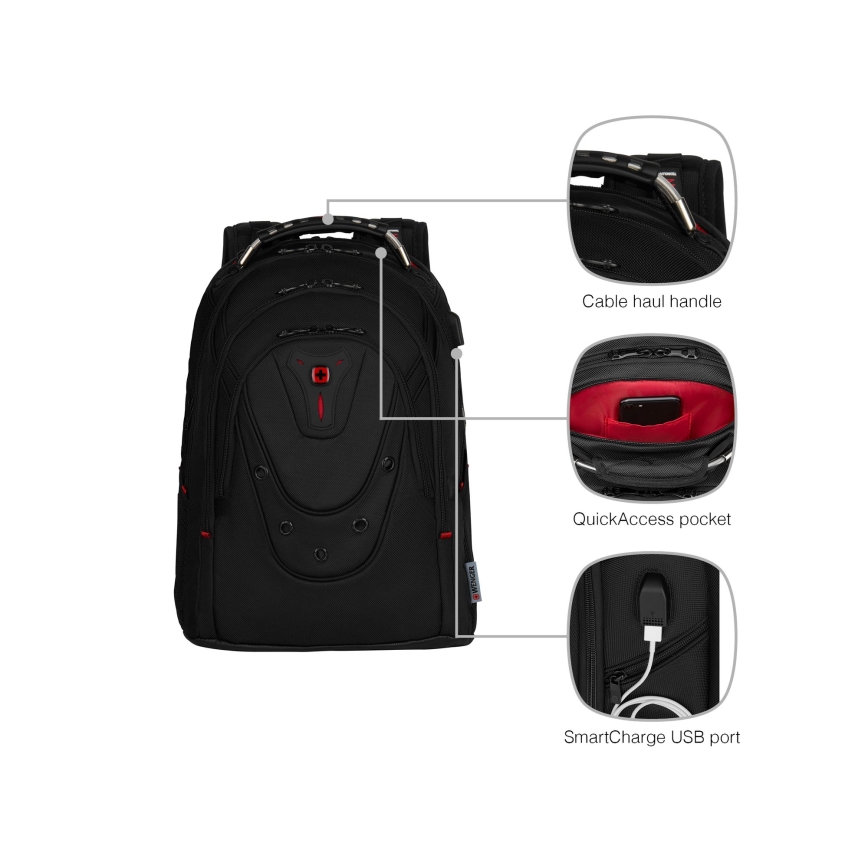 Wenger - 26 l kannettava reppu 17 kannettavalle, 10 tablettitaskulla Ibex Ballistic Deluxe