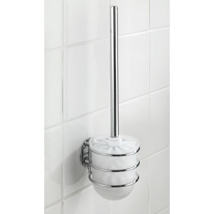 WENKO 18768100-WC-setti TURBO-LOC pyöreä teräs 10x37,5 cm kiiltävä kromi/valkoinen