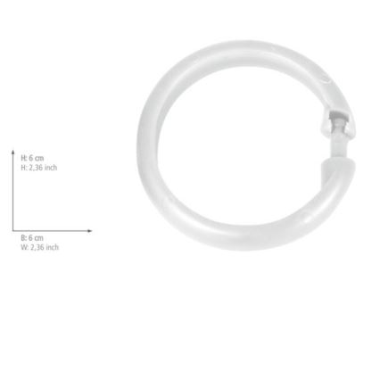 WENKO 19194100 - Suihkuverhon renkaat LYGE 6x6 cm valkoinen